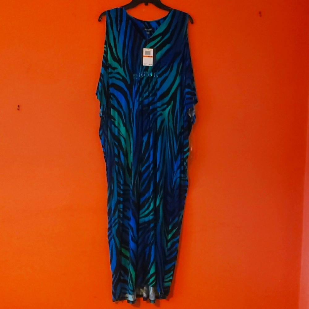 New Ellen Tracy afghan-style tiger stripe animal print dress